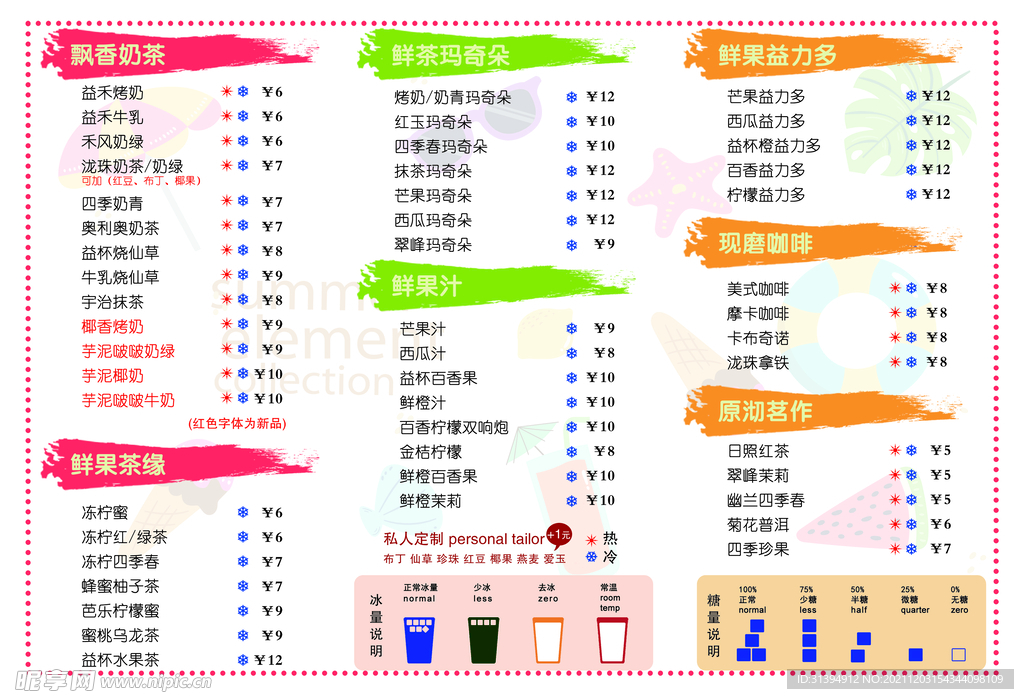 奶茶价格表