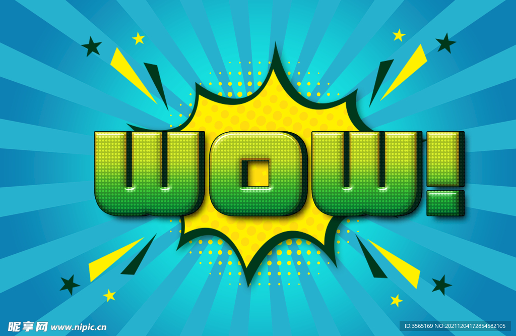 漫画风彩色特效字PSD模板