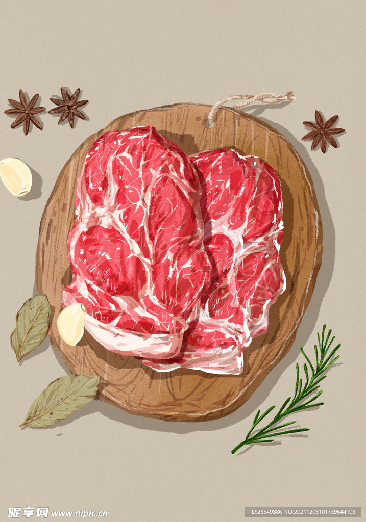 烤肉插画