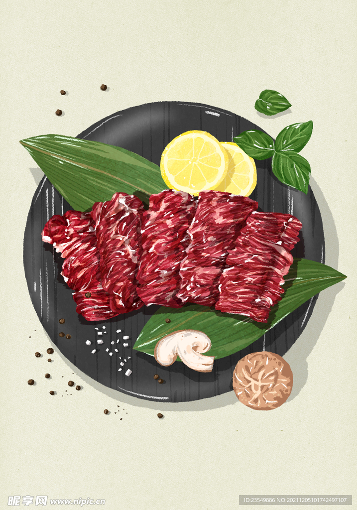 烤肉插画
