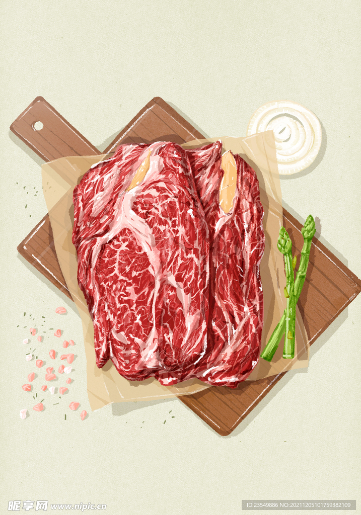 烤肉手绘插画