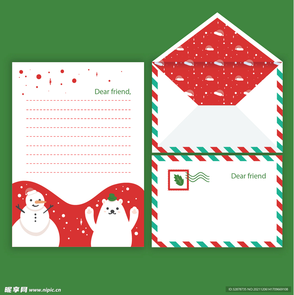 圣诞信纸和信封