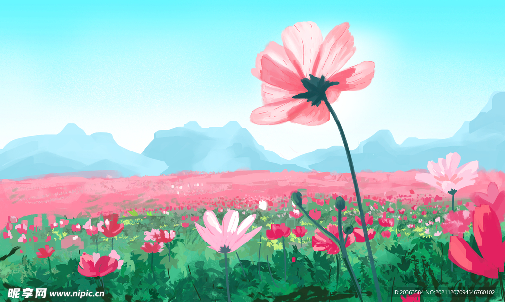 插画花