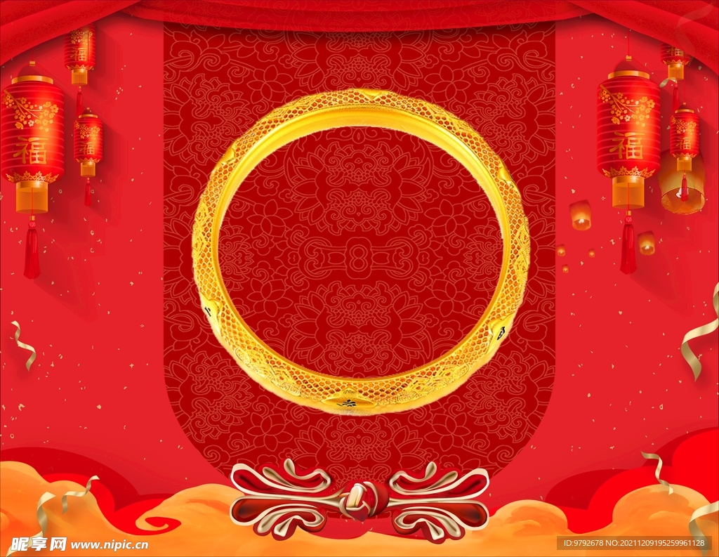 黄金手镯 黄金首饰 背景素材 