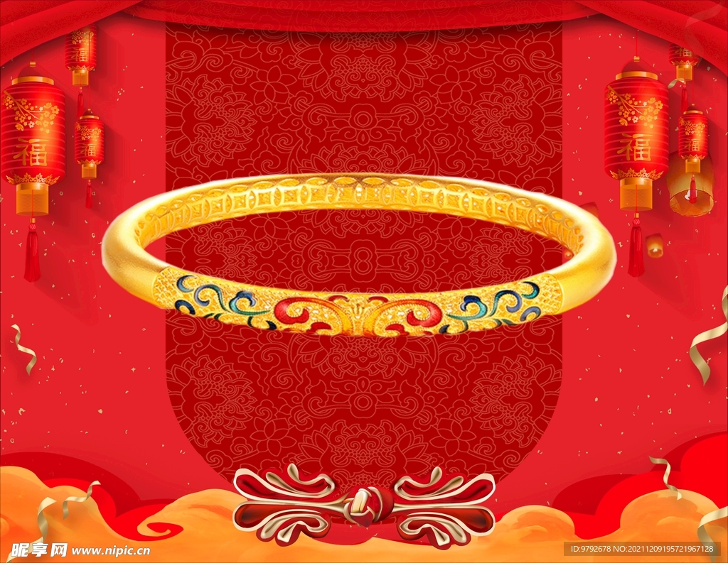 黄金手镯 黄金首饰 背景素材 