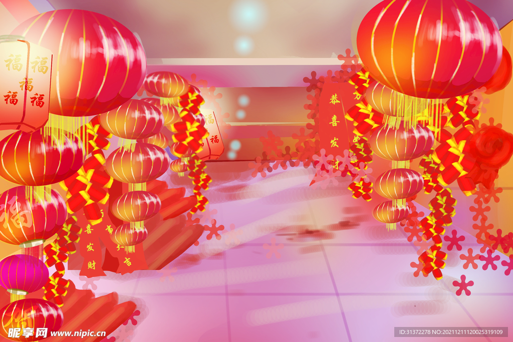 新春年货节插画图片