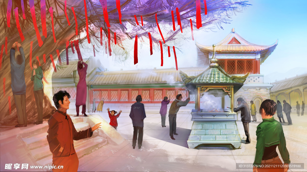 新春年货节插画图片