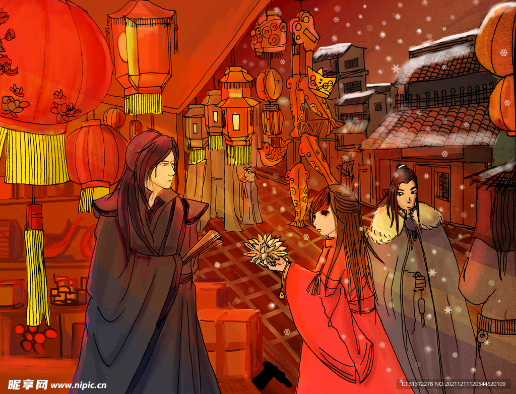 新春年货节插画图片