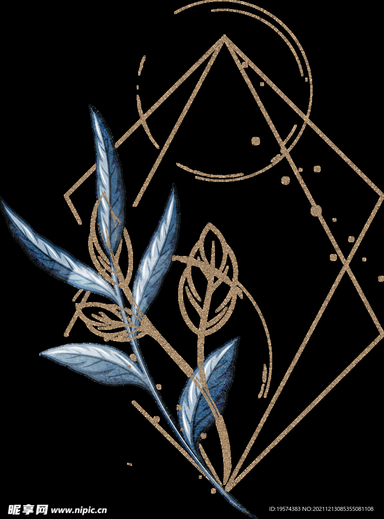 手绘几何羽毛边框