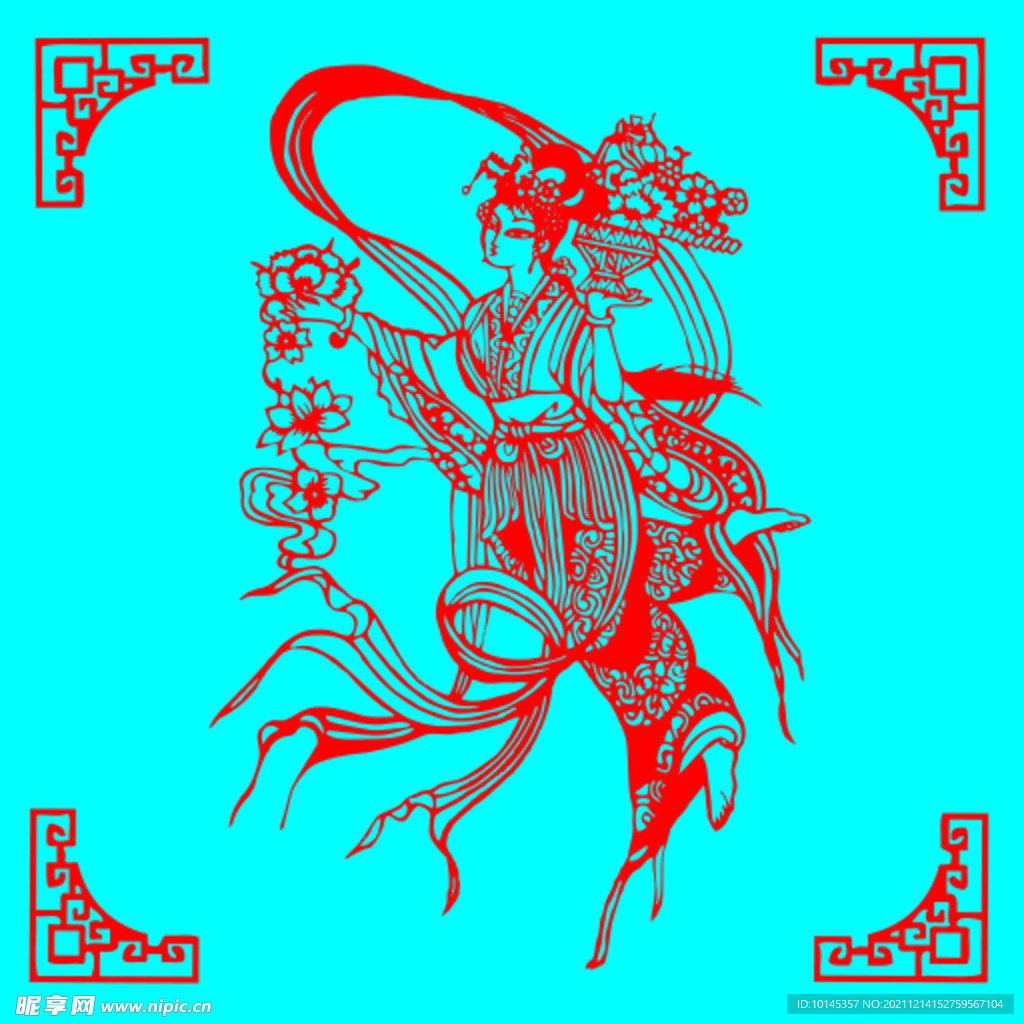 天女散花剪纸