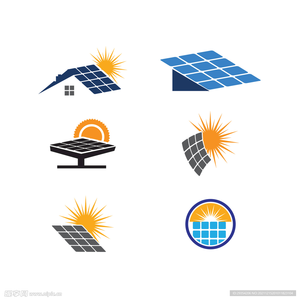 绿色环保扁平太阳能LOGO图片