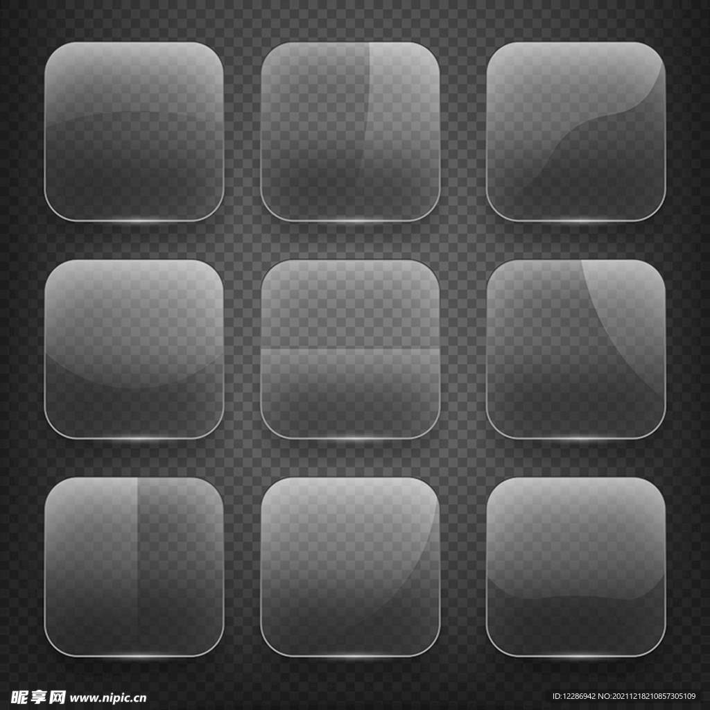 透明质感手机ui图标框