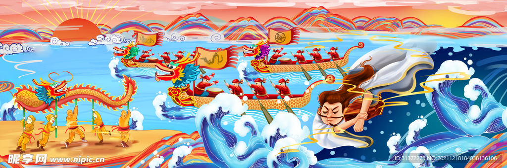  虎年舞狮国潮海报图片