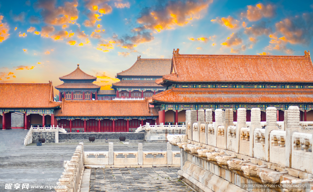 夕阳下的故宫摄影