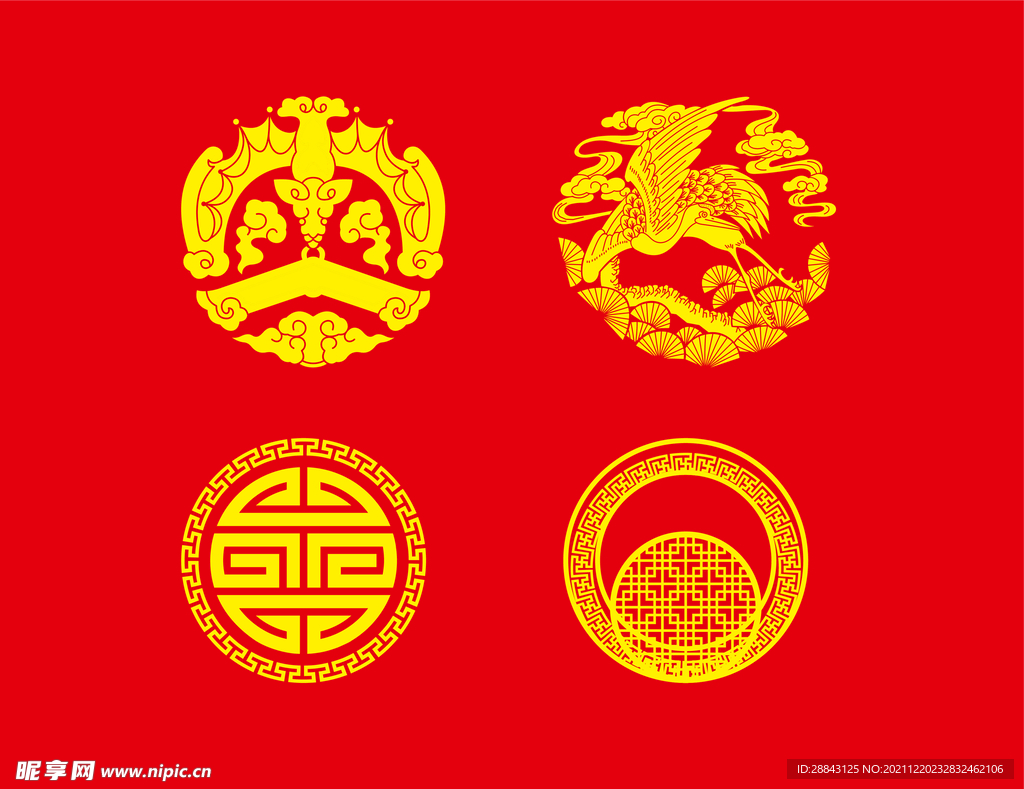 国风中式素材纹理矢量窗花国潮纹