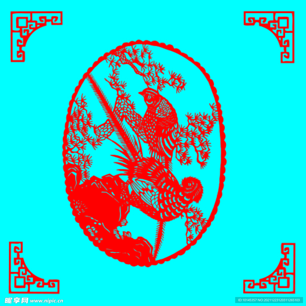 鸟与松树剪纸