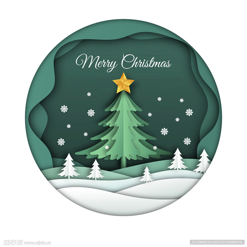 剪纸风圣诞节贺卡