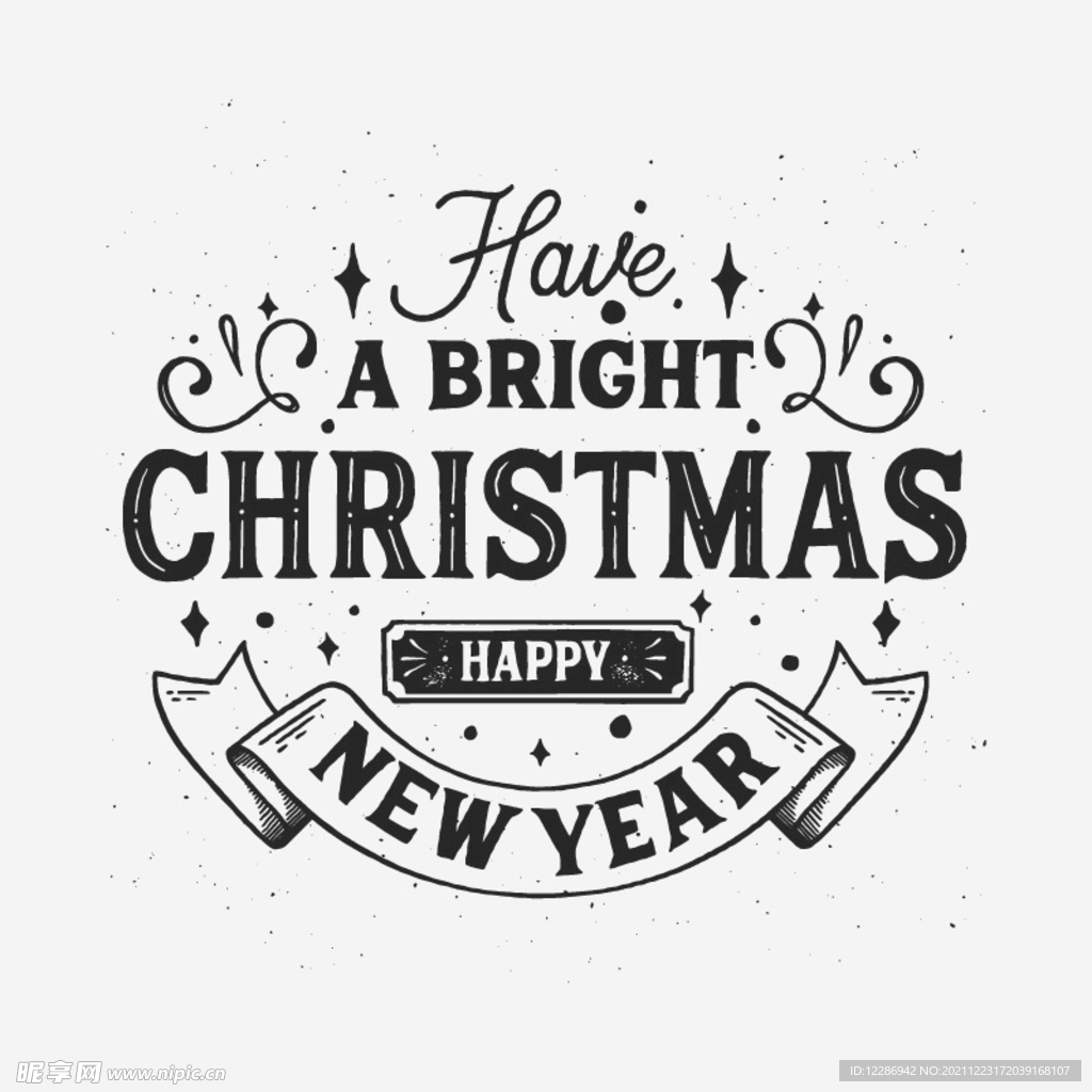 圣诞英文字体标签