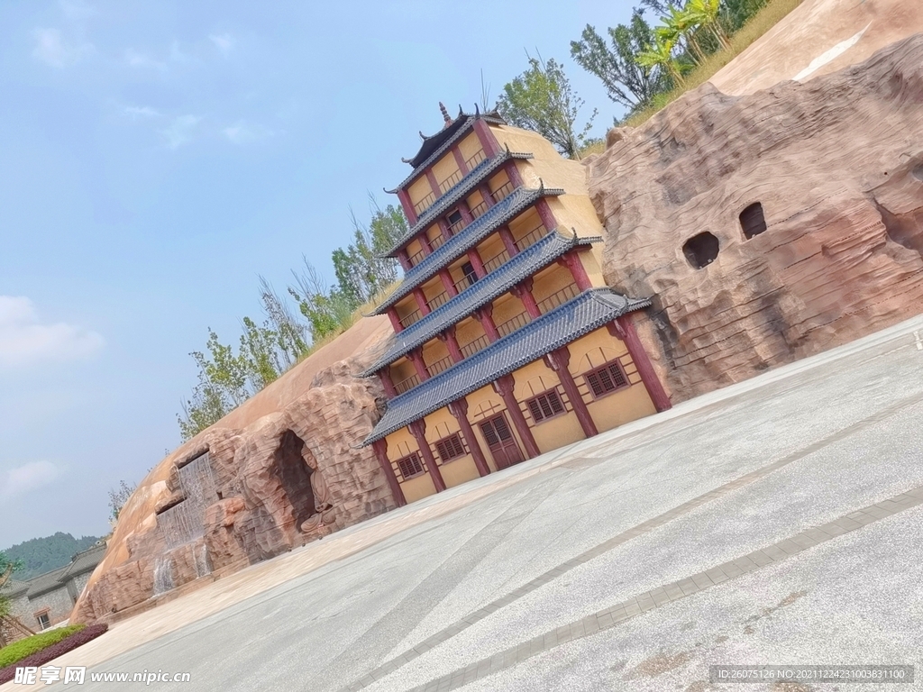 网红打卡景点古建筑墙体