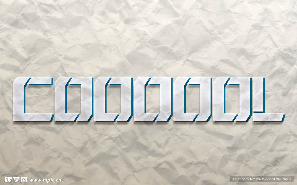 褶皱纸风格剪纸字体样机