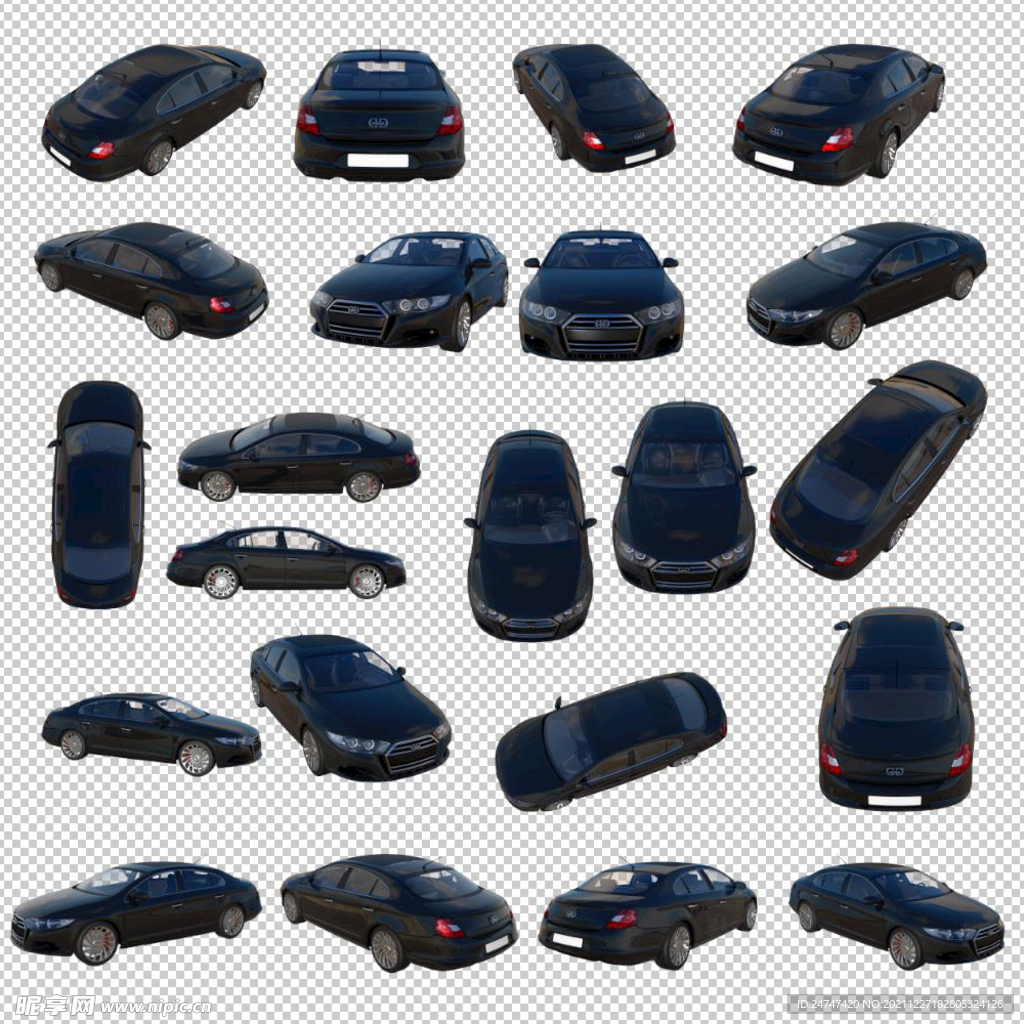 不同角度汽车免抠