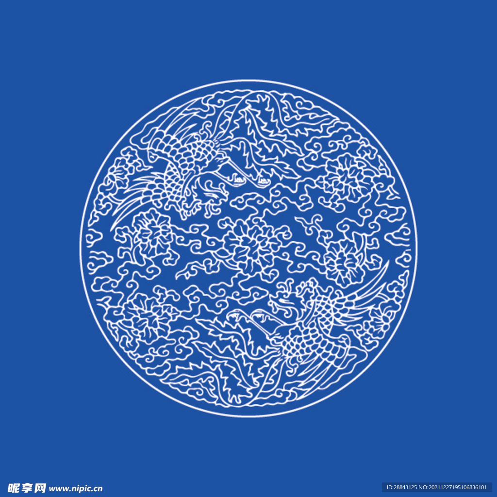 凤凰呈祥国风矢量图形素材底纹
