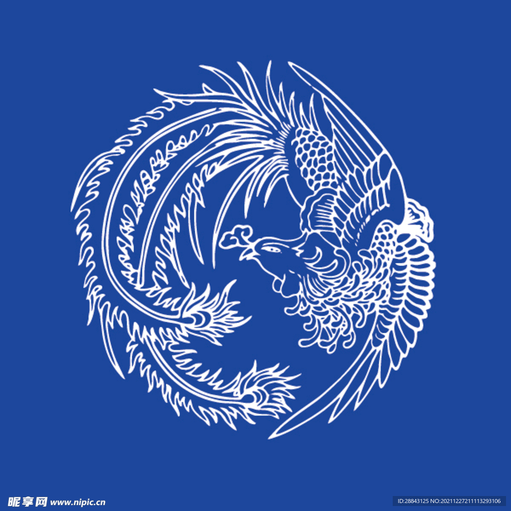 火凤凰国风矢量图形素材底纹线性