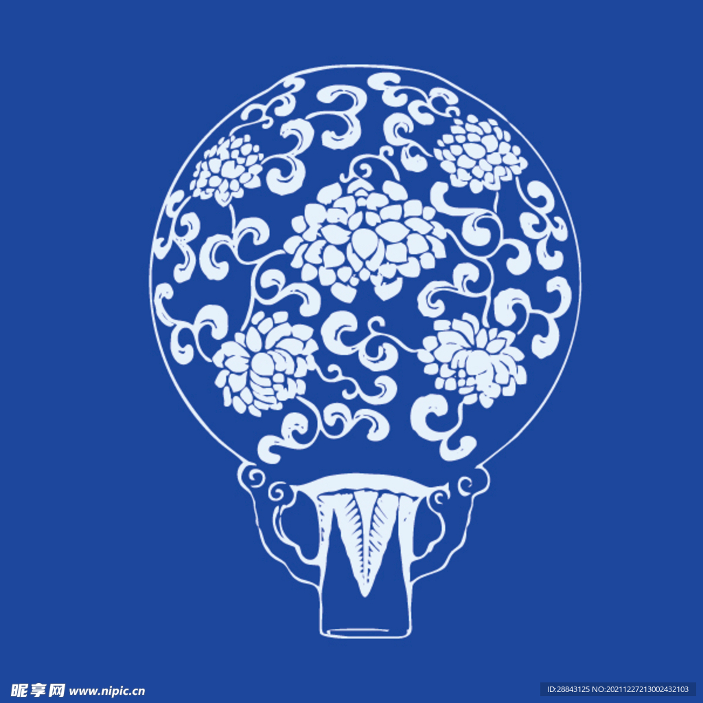 莲花莲叶国风矢量图形素材底纹