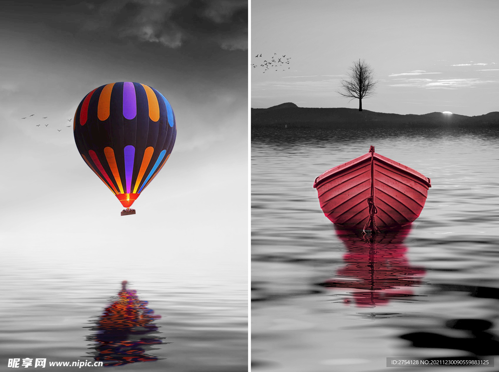 晶瓷画热气球小船