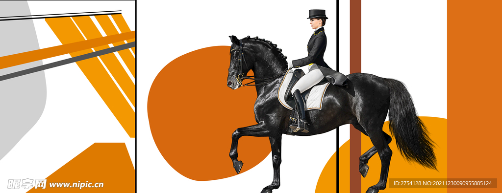 晶瓷画抽象画赛马