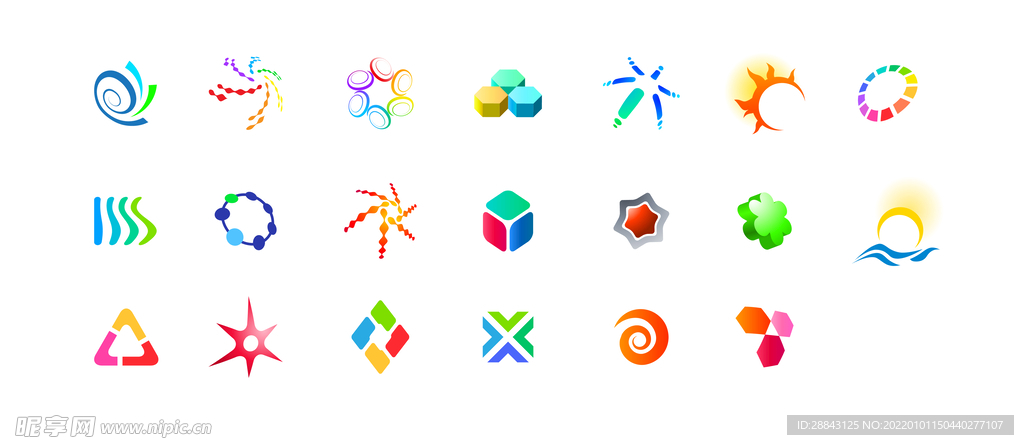 酷炫图形彩色环绕构成矢量图标