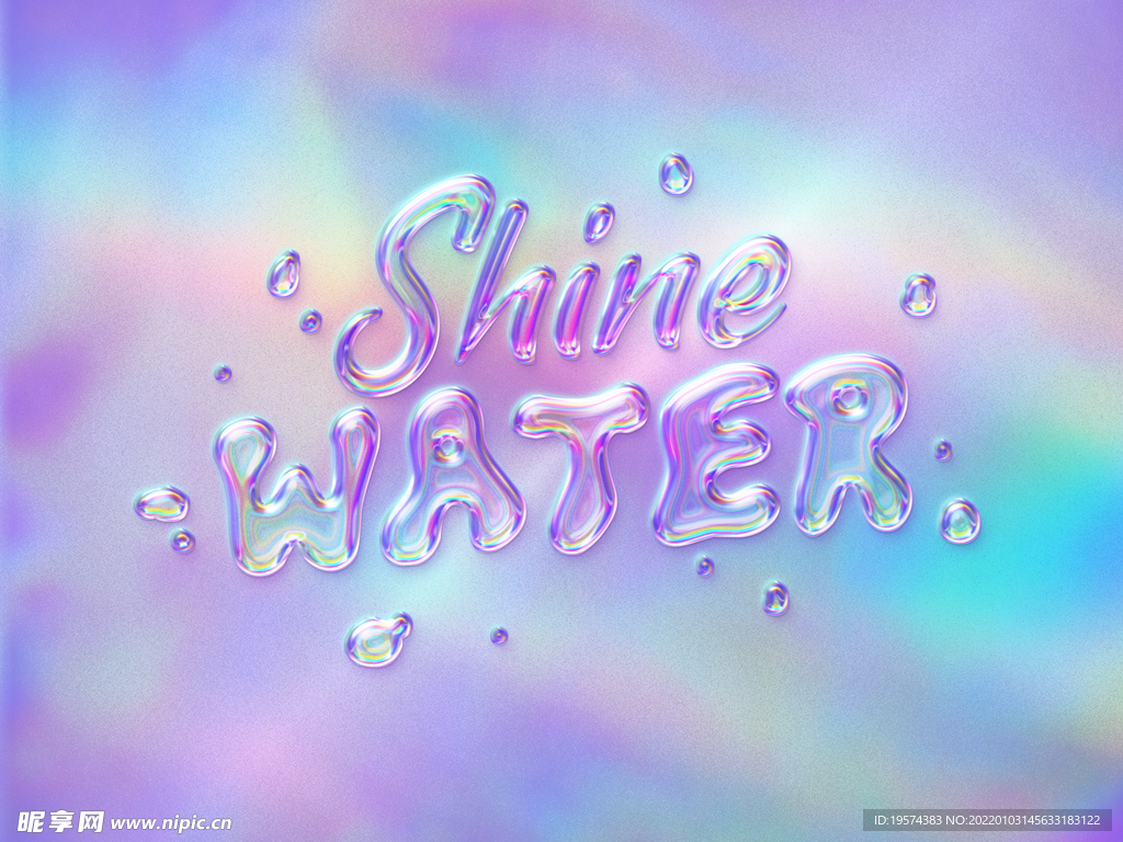 卡通透明字体玻璃塑料质感