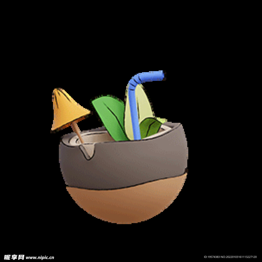 椰子汁饮料3d卡通可爱旅行