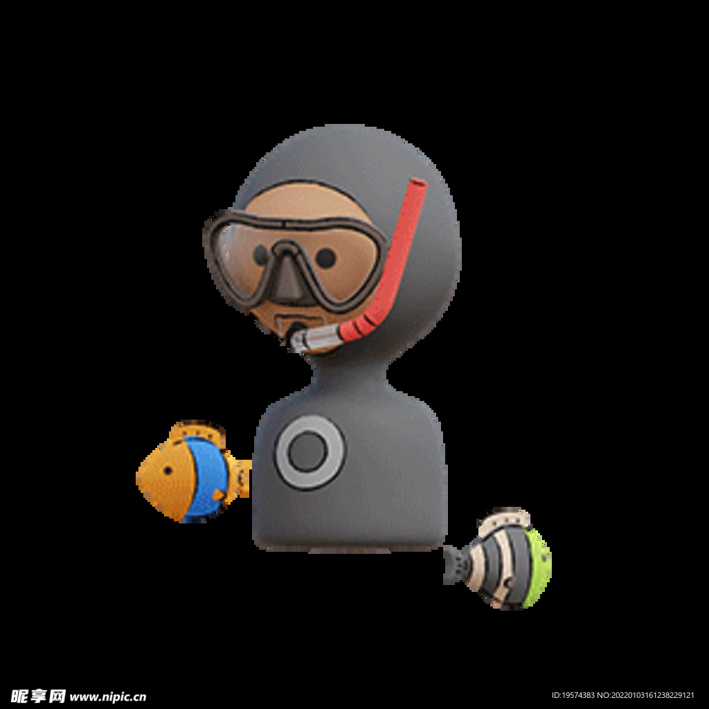 深海潜水3d卡通可爱旅行