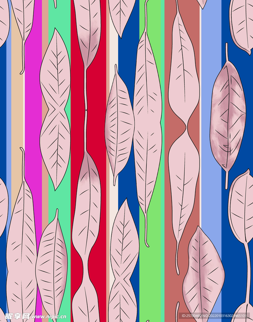 竖条羽毛手绘花