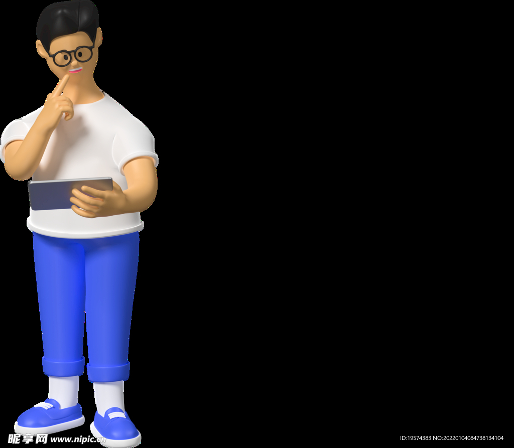 看平板的上班族职员男孩