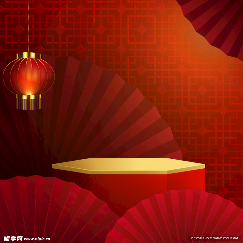 国风春节活动舞台海报矢量背景