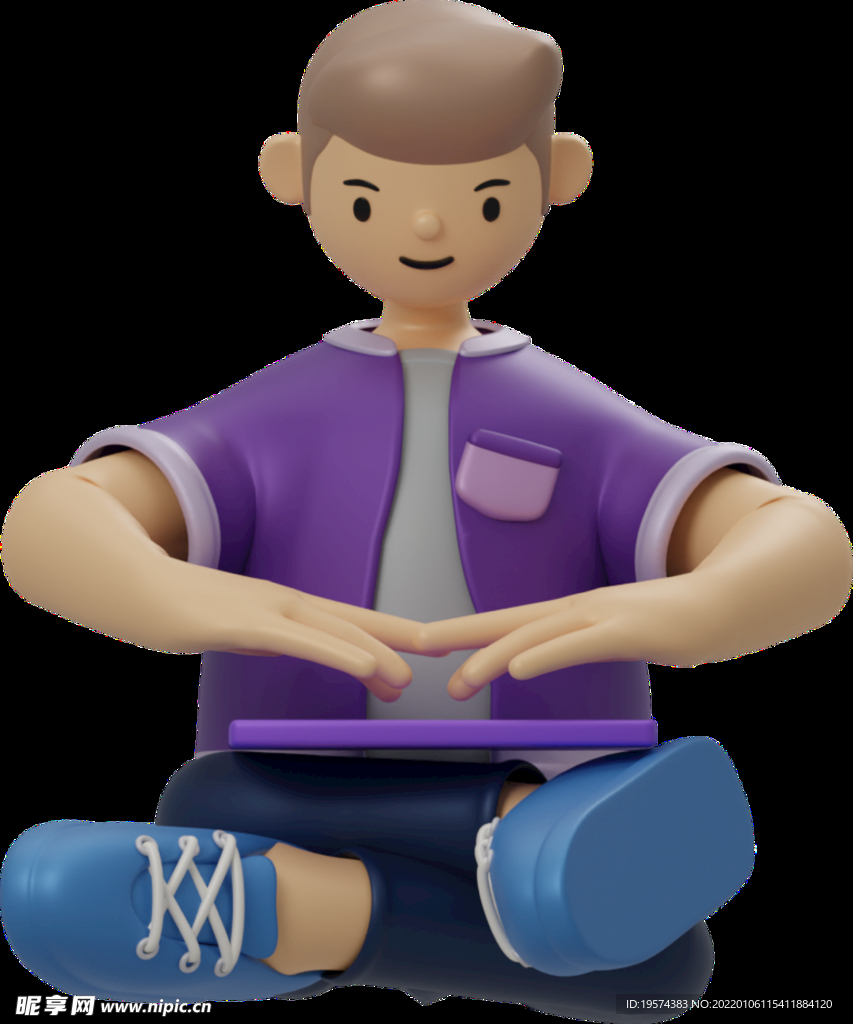 坐在地上玩电脑的男孩