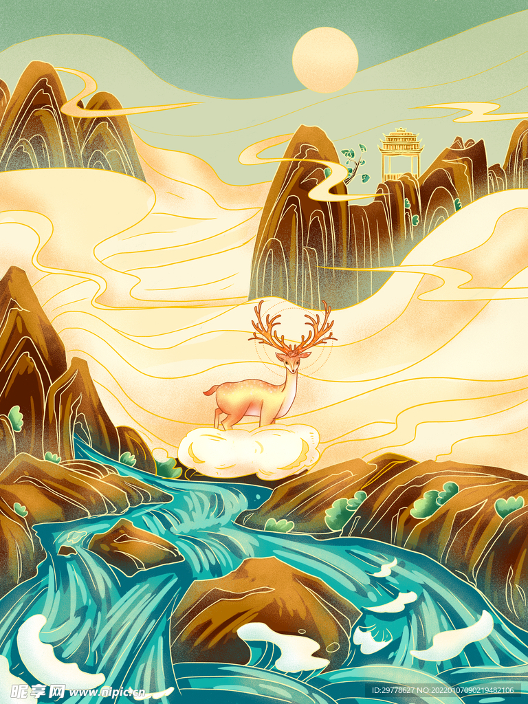 中国风场景 插画 气氛图 古风