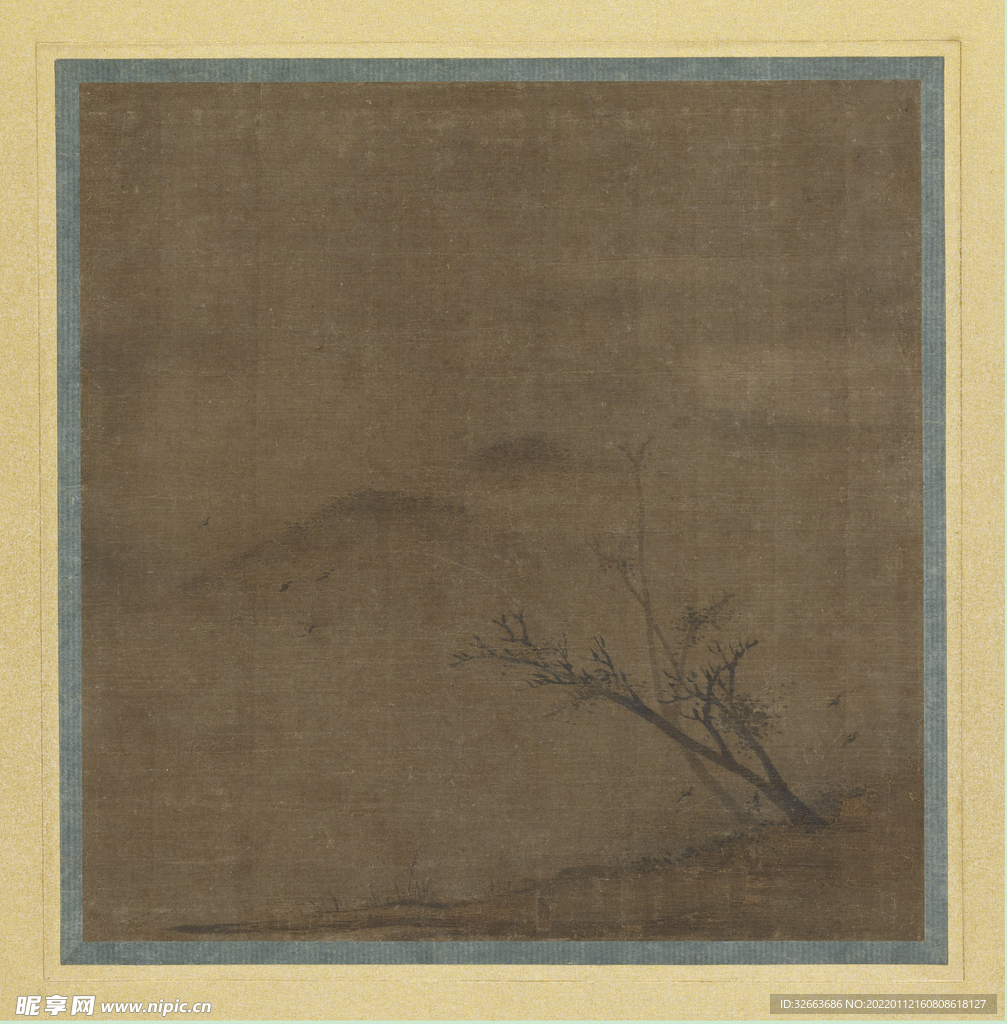 水墨画山