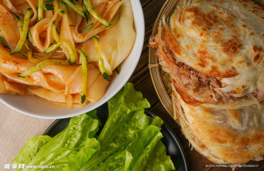 凉皮肉夹馍摄影图