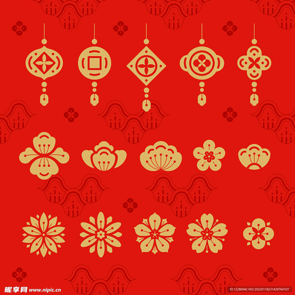 春节传统花卉图案