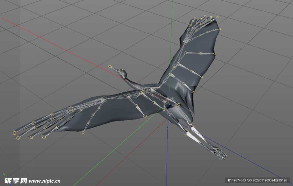 C4D 模型带骨骼绑定的仙鹤