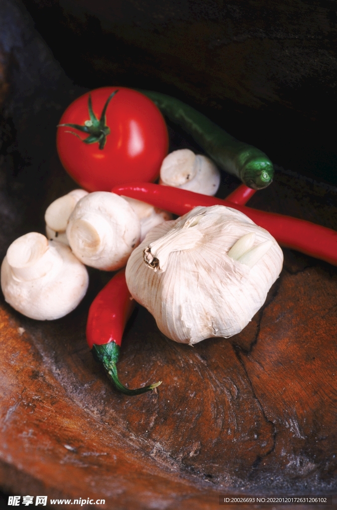 大蒜 口蘑 辣椒