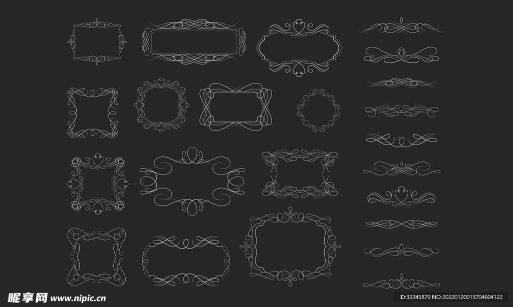 矢量复古欧美复古花边边框标题