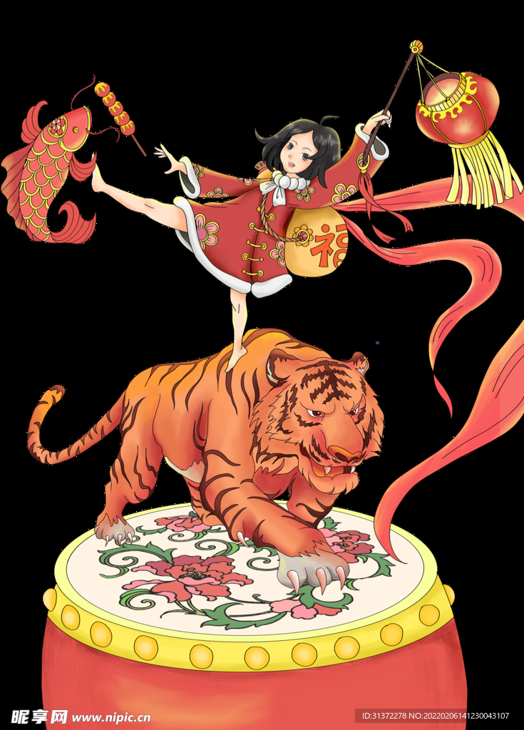  虎年国潮插画图片