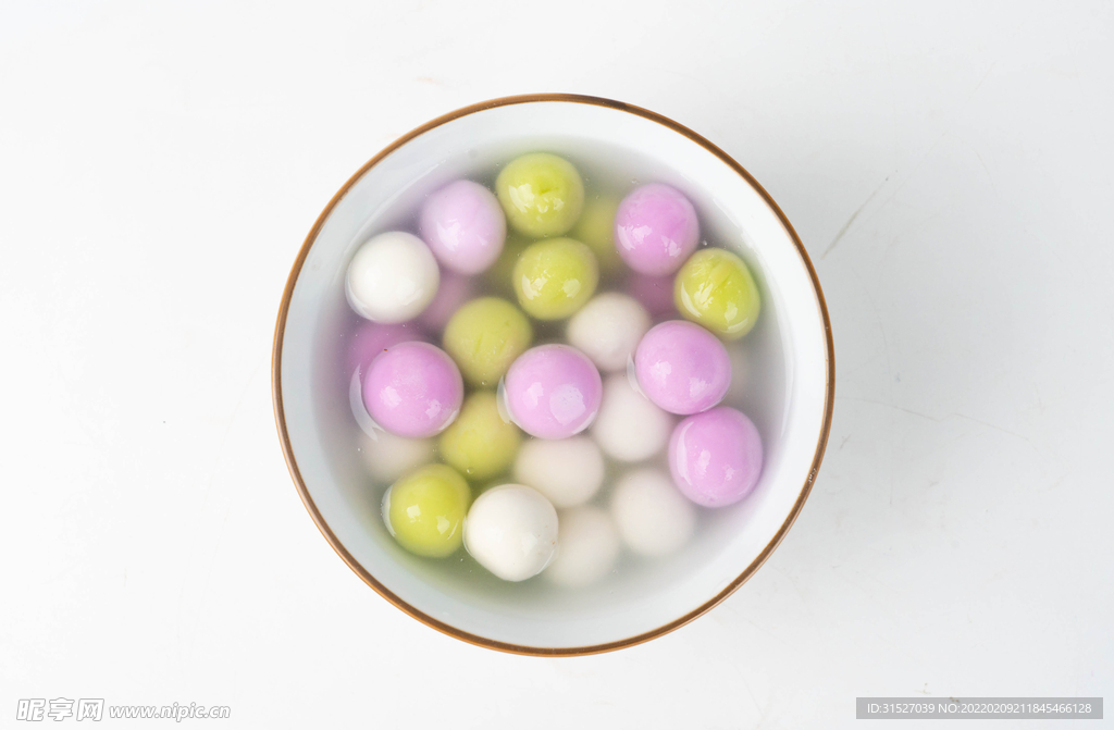 俯拍彩色汤圆摄影