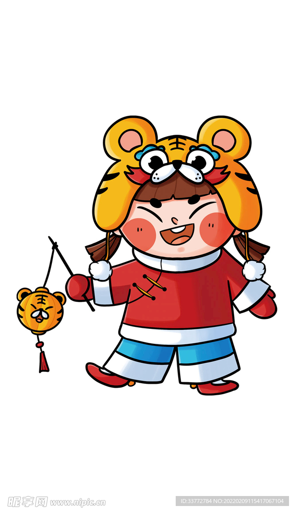 新年正月十五元宵节小女孩玩灯笼
