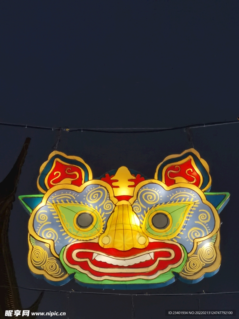 中式复古虎头花灯