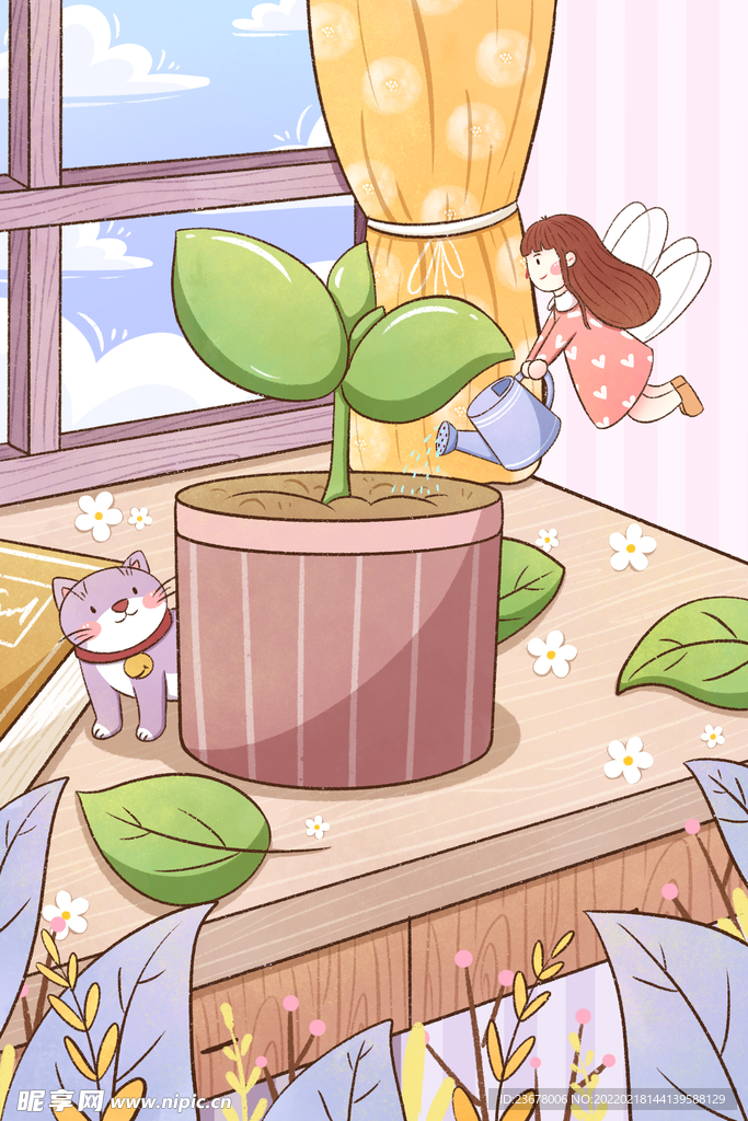 312植树节  插画  模板 